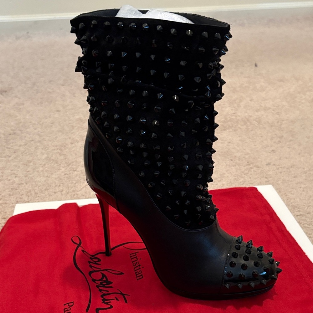 Christian Louboutin Black Spiked Heeled Boots